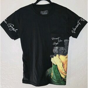 Vincent Van Gogh‎ Self Portrait Smoking pipe bandage Pocket T Shirt Signature M